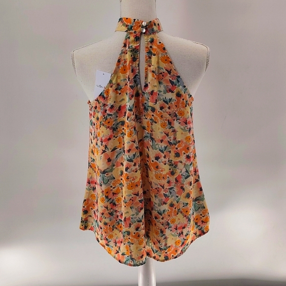 Willow And Root Halter Top Floral Print Size Medium Pink Orange Green Sleeveless - Picture 5 of 6